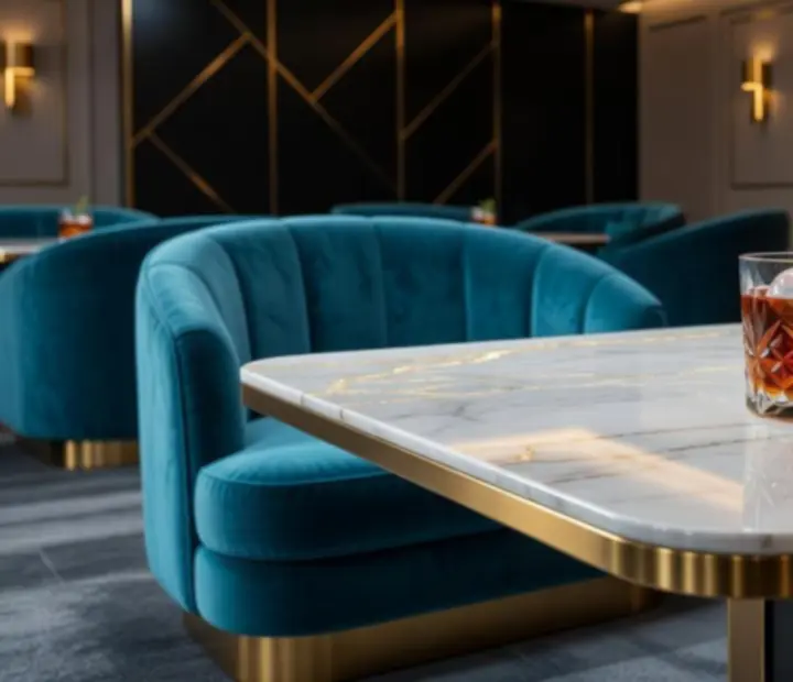 Moderní casino lounge detaily v restauraci Dice Chips