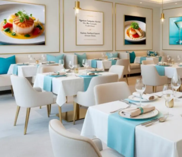 Rezervovaný stůl v moderní restauraci Dice Chips s casino atmosférou
