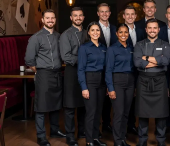 Tým restaurace Dice Chips v moderním interiéru